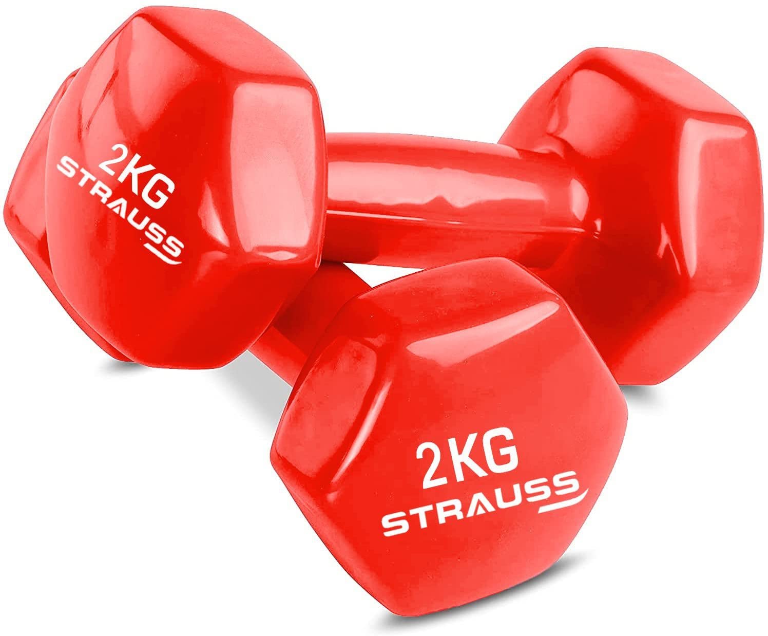 Strauss Unisex Vinyl Dumbbells Weight for Men Women 2Kg (Each)| 4K