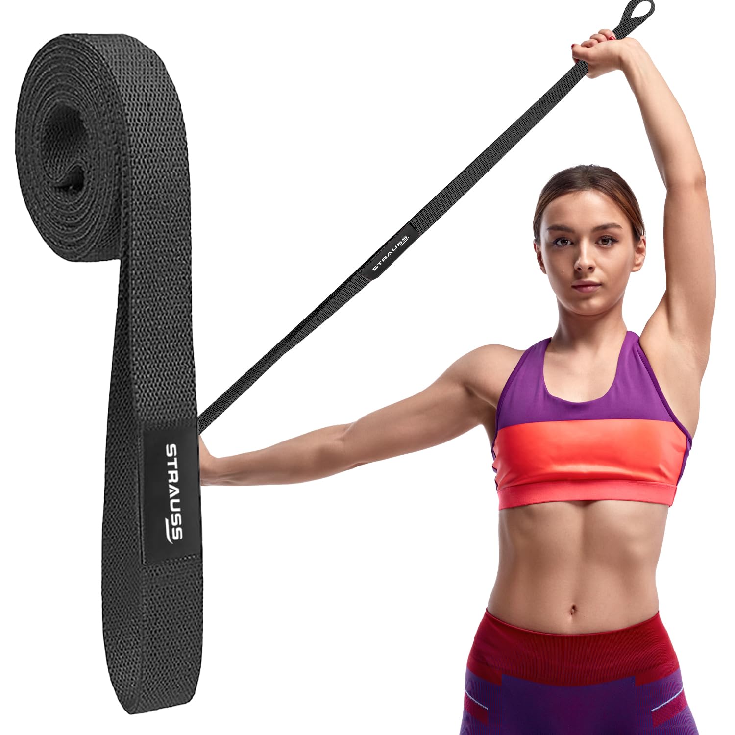 Strauss Premium Fabric Resistance Bands, Single, (Black)