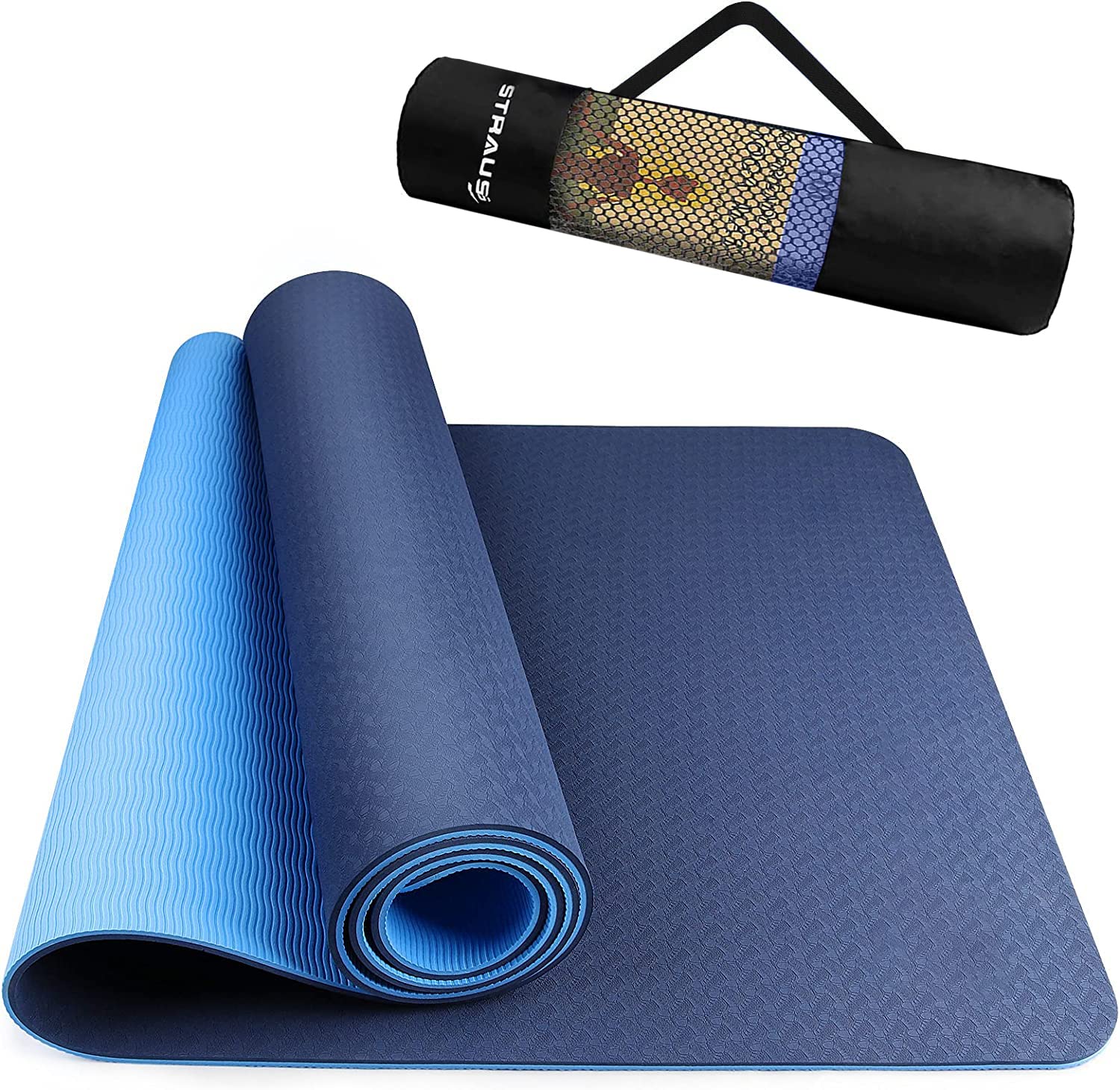 STRAUSS TPE Dual Layer Yoga Mat| Exercise Mat for Yoga,Pilates Gym|