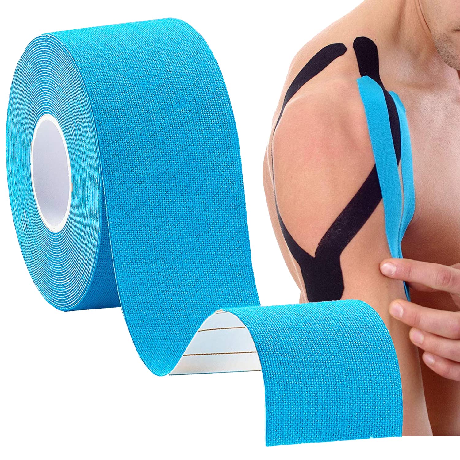 Strauss Kinesiology Sports Tape Knee, Calf Thigh Support (Sky Blue)