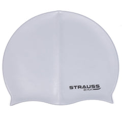 Strauss Latest Designed Swimming Cap | Keeps Hair Clean with Ear Protector | Suitable For Long and Short Hair | Swimming Head Cap With Breathable Fabric | Waterproof Swim Cap for Adult, Woman and Men ,(Grey)
