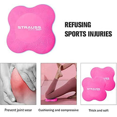 Strauss Yoga Knee & Elbow Cushion Pad | Support for Knees, Hands, Wrists, Elbows | Ideal for Planks, Push-ups, Yoga, Meditation, Pilates & Workout | Padding for Joint Protection and Stability, (Pink)