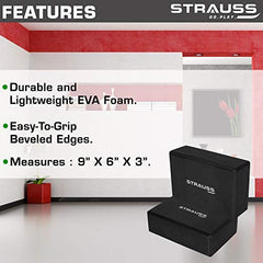 Strauss ST-1441 Grid Foam Roller (Black), 33 cm and Yoga Block (Black)