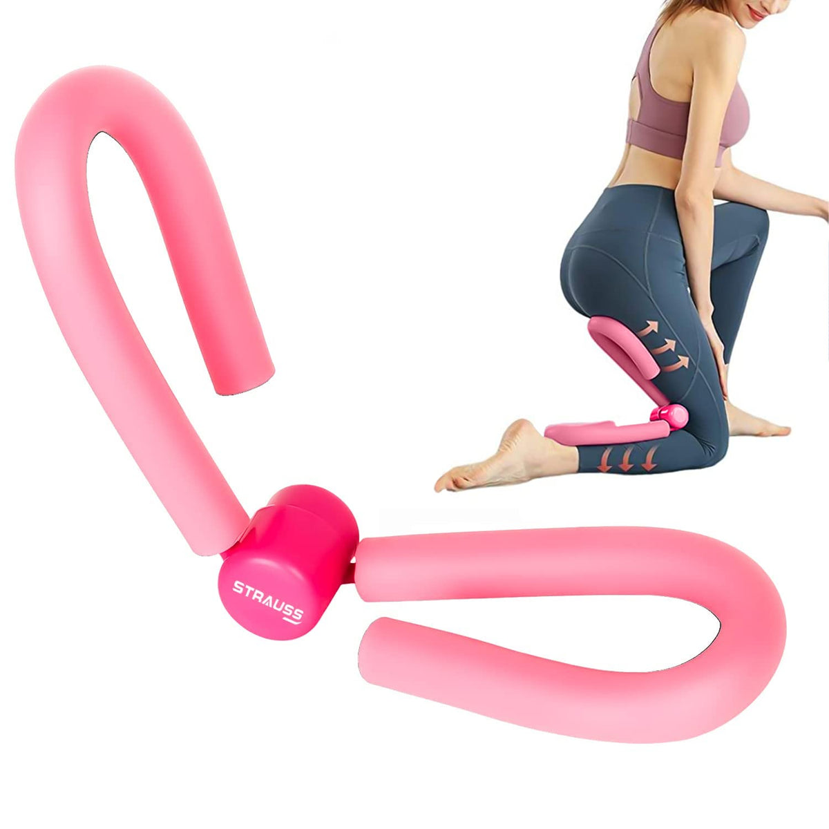 Strauss Thigh Exerciser | Multifunction Thigh Workout Reducer | Exercise Equipment Foam and Steel Equipment for Home Gym | Thigh Master For Inner Thigh Exercise | Hip and Pelvis Trainer for Women,(Pink)
