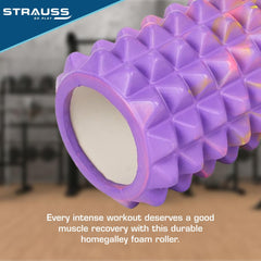 Strauss Grid Foam Roller | Eco-Friendly Spikes Foam Roller | Premium Eva Foam | Light Weight & Travel-Friendly Foam Roller for Relieve Muscle Tightness, Soreness & Inflammation ,45 CM (Multicolor Purple)