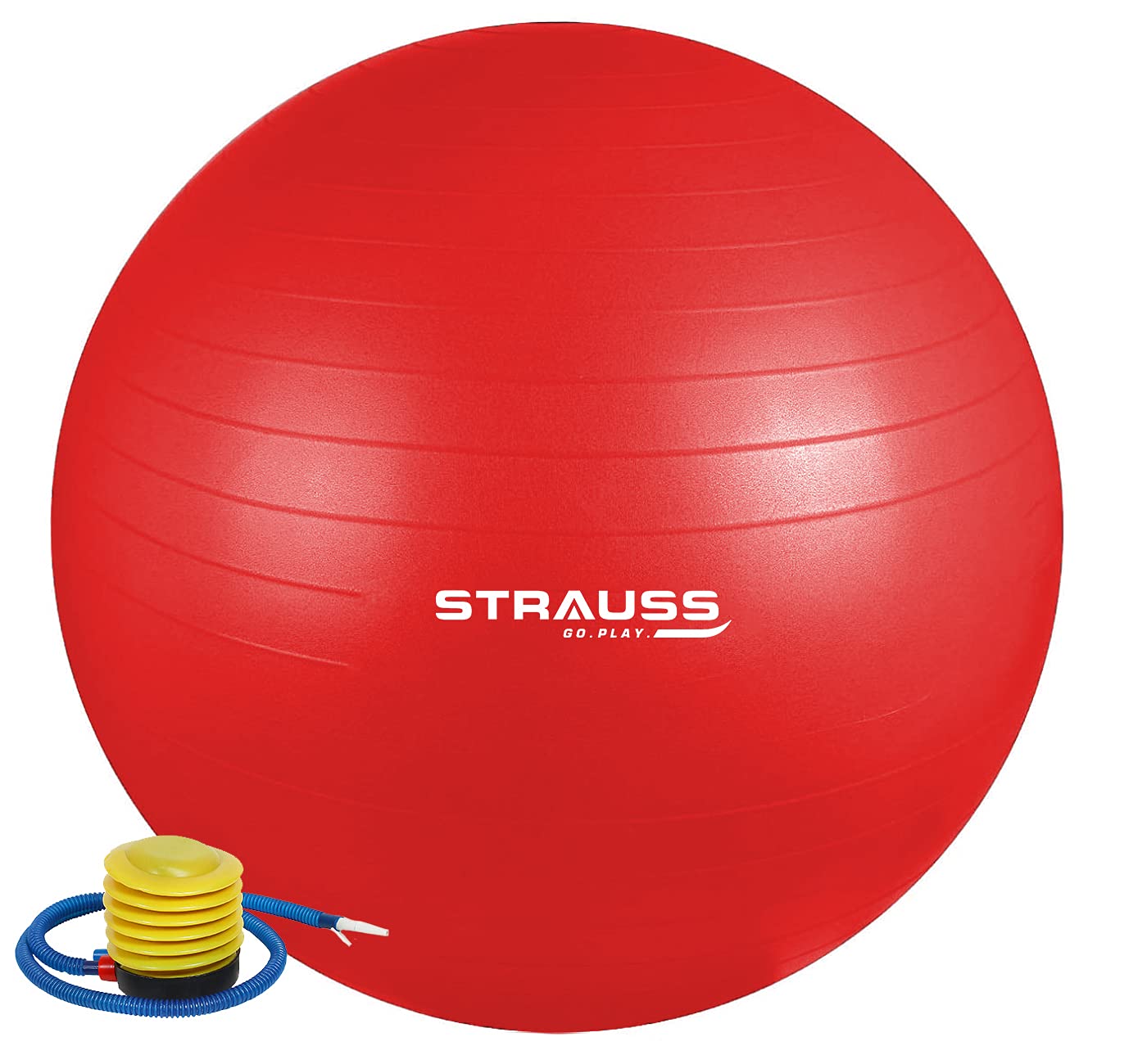 STRAUSS Anti-Burst Rubber Gym Ball with Free Foot Pump