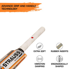 Strauss Cricket Bat | Edition: 2000 | Kashmir Willow | Size: Short Handle | Premium Tennis & Synthetic Ball Cricket Bat