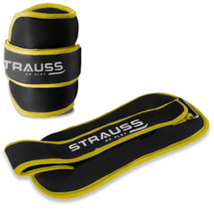 Strauss Ankle Weights for Exercise & Fitness|Adjustable Round Belt Design|Leg Weights for Strength Training,Walking Running,Jogging,Exercise &Gym Workout|Comfortable & Durable|1.5Kg(Each)(Yellow Pair)