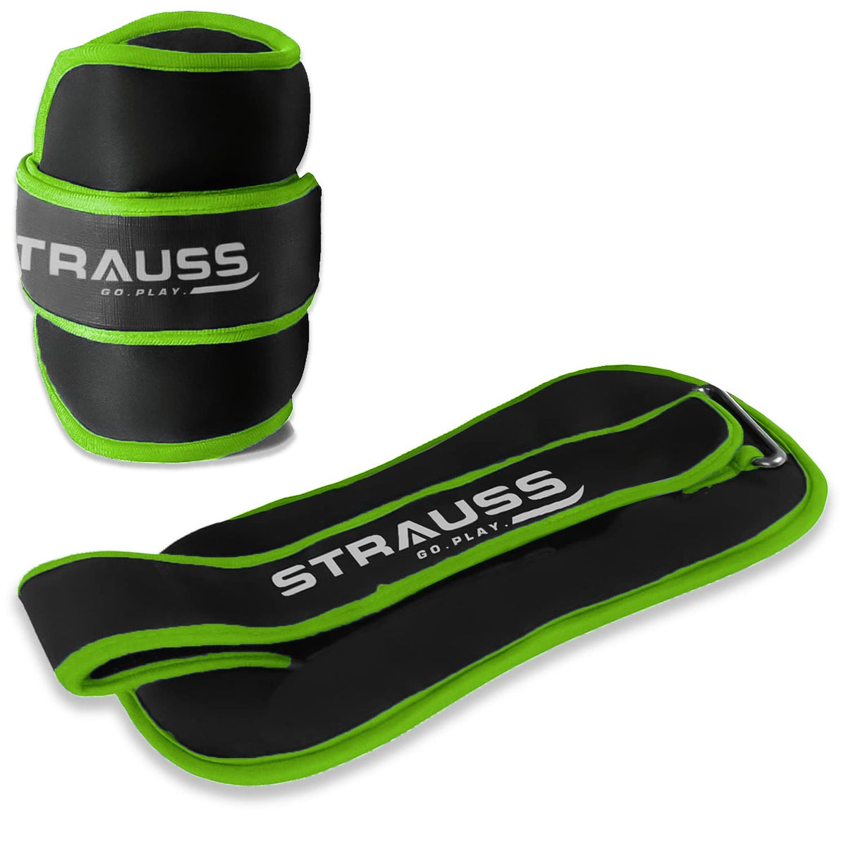 Strauss Round Shape Ankle Weight, 1.5 Kg (Each), Pair, (Green)