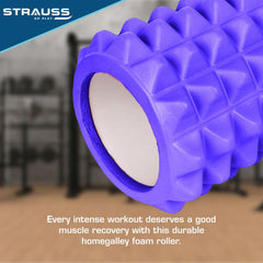 Strauss Grid Foam Roller | Eco-Friendly Spikes Foam Roller | Premium Eva Foam | Light Weight & Travel-Friendly Foam Roller for Relieve Muscle Tightness, Soreness & Inflammation,33 CM (Purple)