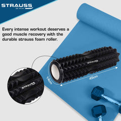 Strauss Grid Foam Roller | Eco-Friendly Spikes Foam Roller | Premium Eva Foam | Light Weight & Travel-Friendly Foam Roller for Relieve Muscle Tightness, Soreness & Inflammation (Black)
