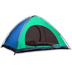 STRAUSS Portable Camping Tent | 5-10 Minutes Easy Setup | Waterproof and Windproof Tent for Camping | Superior Air Ventilation| Ideal for 4 Persons,(Blue and Green)