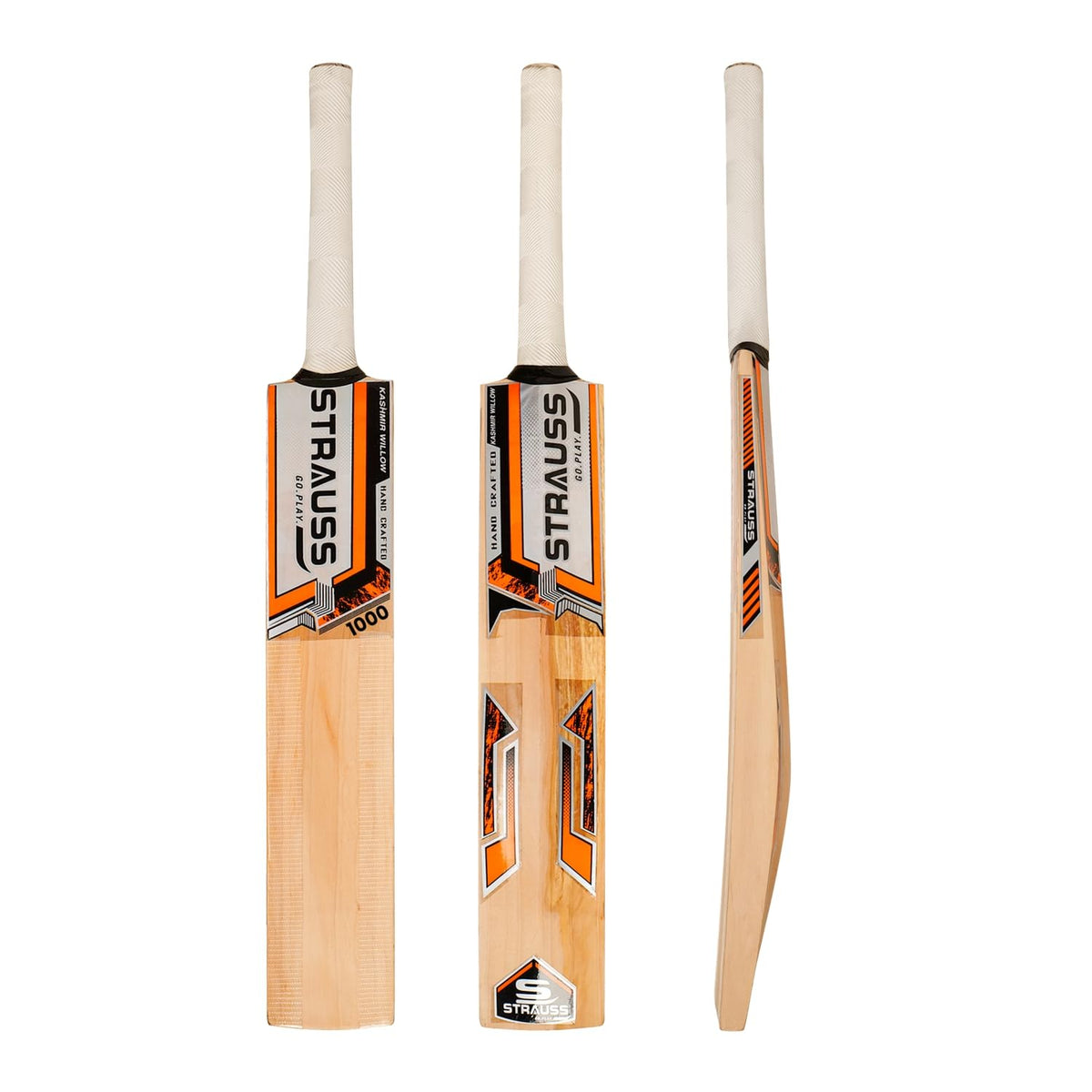Strauss Cricket Bat | Edition: 1000 | Kashmir Willow | Size: Short Handle | Premium Tennis & Synthetic Ball Cricket Bat