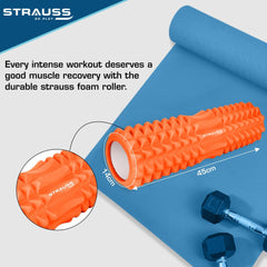 Strauss Grid Foam Roller | Eco-Friendly Spikes Foam Roller | Premium Eva Foam | Light Weight & Travel-Friendly Foam Roller for Relieve Muscle Tightness, Soreness & Inflammation,33 CM (Orange)