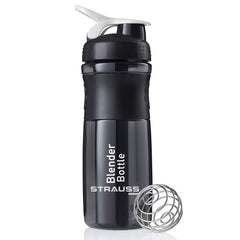 STRAUSS Blender Shaker Bottle | Leakproof Shaker Bottle for Protein Shake, Pre-workout and Bcaa Shake | Protein Shaker Bottle for Gym | Ideal for Men and Women | BPA-Free Material- 760 ML,(Black)