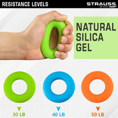 Strauss Silicon Palm Hand Grip Exerciser | Hand Strengthener for Carpal Tunnel Relief and Grip Strength | Silicone Finger Gripper and Finger Stretcher | Ideal for All Skill Levels,(Green)