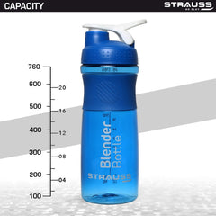 Strauss Blender Shaker Bottle, 760 ml, (Blue)