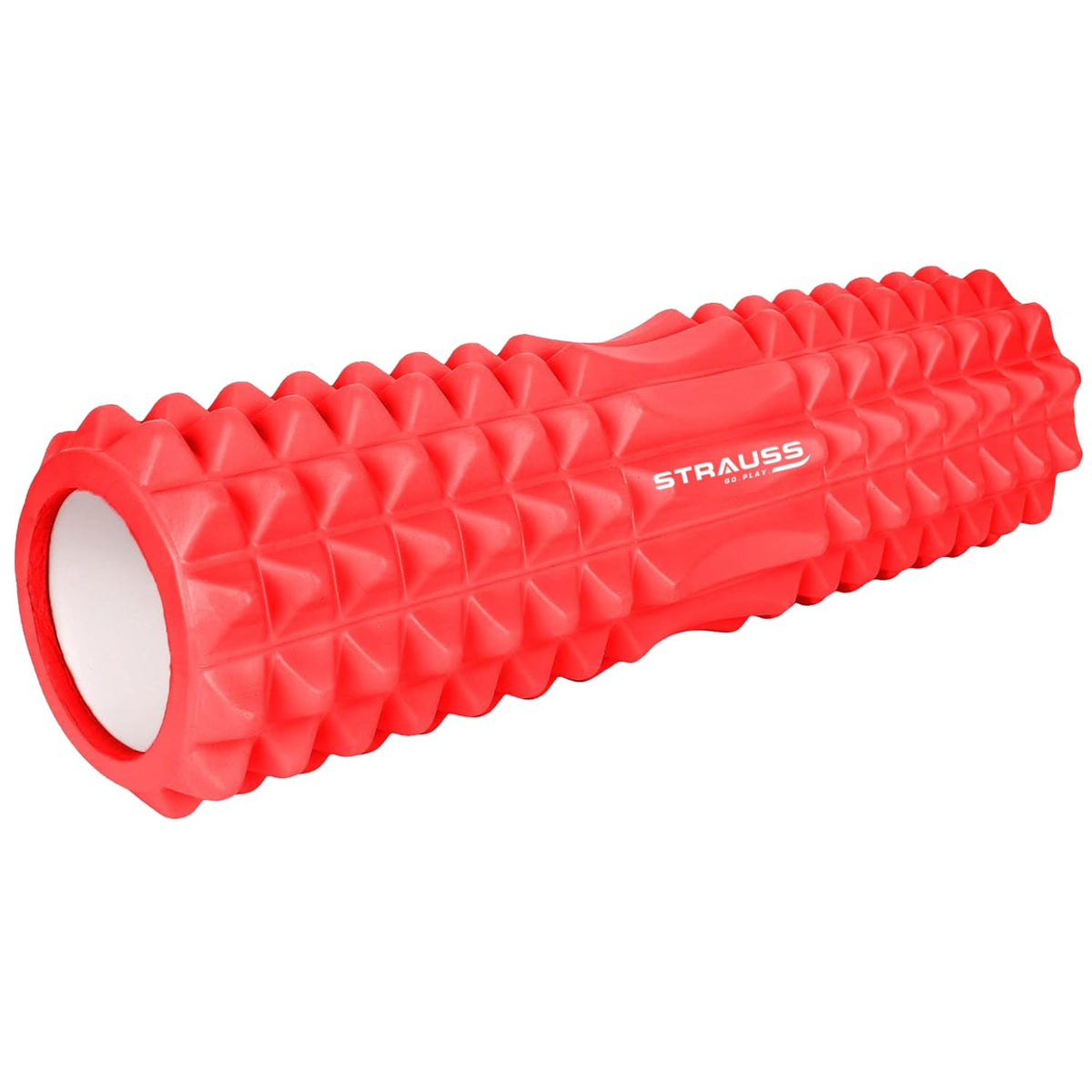 Strauss Grid Foam Roller | Eco-Friendly Spikes Foam Roller | Premium Eva Foam | Light Weight & Travel-Friendly Foam Roller for Relieve Muscle Tightness, Soreness & Inflammation,45 CM (Red)