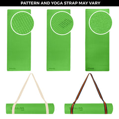 Strauss Anti Skid TPE Yoga Mat with Carry Strap, 6mm, (Green)