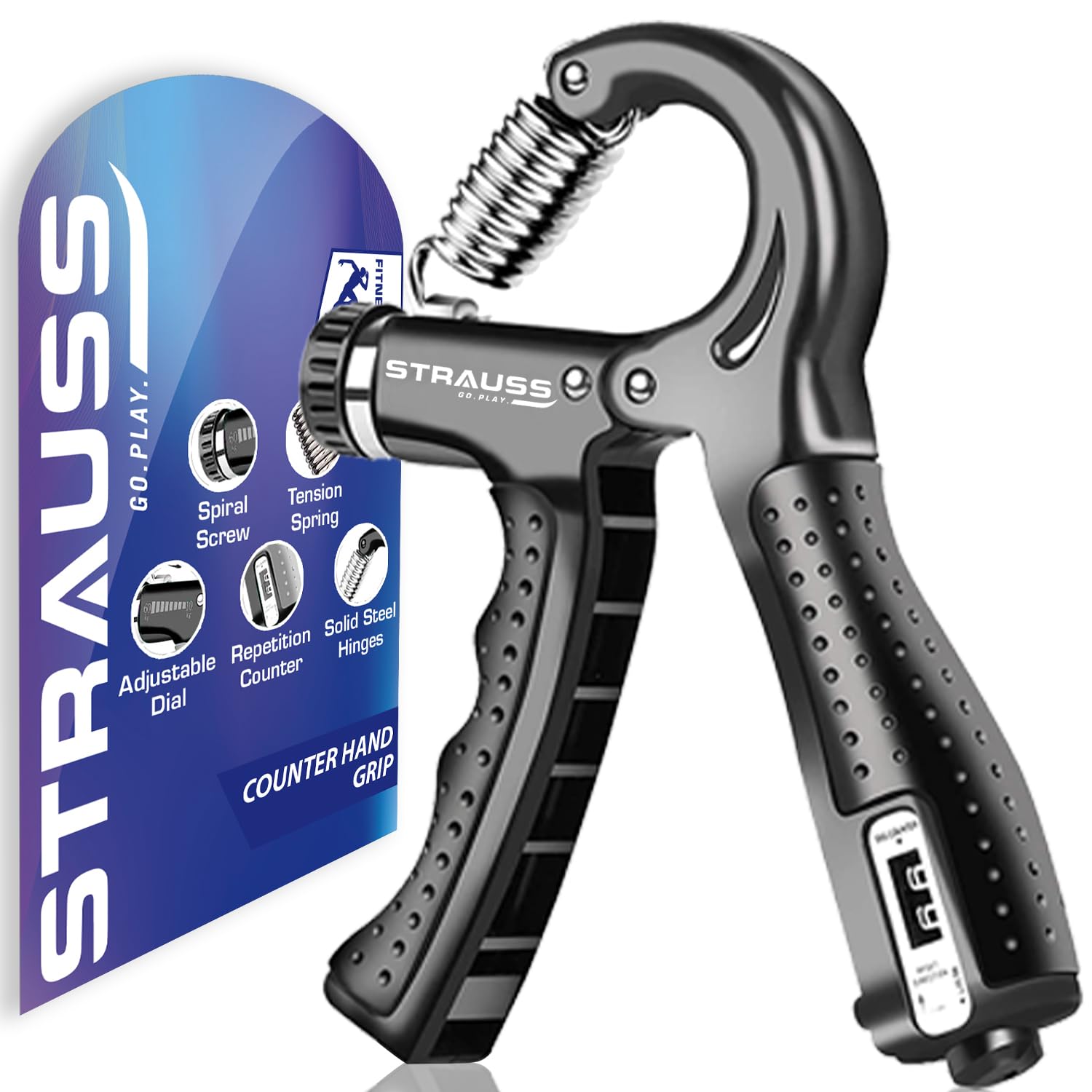 Strauss D-Shape Hand Grip  Adjustable Resistance (10KG -100KG) –  StraussSport
