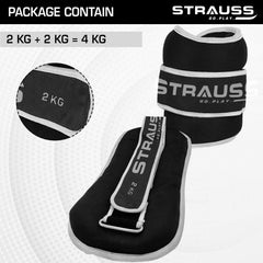 Strauss Ankle Weight- 2 Kg- Grey Pair (Round Belt)
