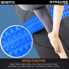 Strauss Grid Foam Roller | Eco-Friendly Spikes Foam Roller | Premium Eva Foam | Light Weight & Travel-Friendly Foam Roller for Relieve Muscle Tightness, Soreness & Inflammation,33 CM (Blue)