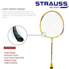 Strauss Badminton 111 Fully Iron Pair with Cover(Strike-101)