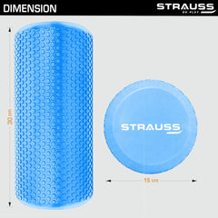 Strauss Yoga Foam Roller | Ideal For Exercise, Muscle Recovery, Physiotherapy, Pain Relief & Myofascial | Deep Tissue Massage Roller 30 Cm, (Blue)