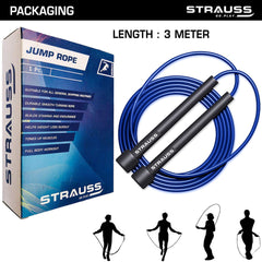 Strauss Speed Skipping Rope for Men and Women | Jumping Rope With Adjustable Height | Sports Fitness Adjustable Jump Rope | Speed Skipping Rope for Exercise & Gym, (Blue)