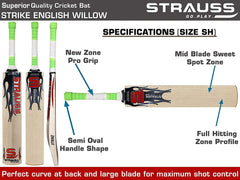 Strauss Strike Premium English Willow Cricket Bat, (Short Handle)