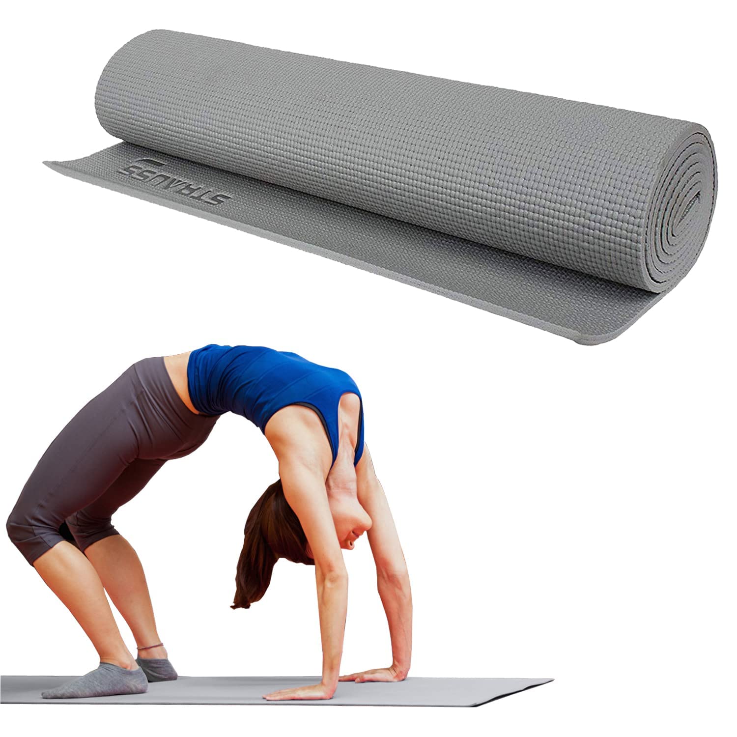 Strauss Extra Thick Yoga Mat with Carrying Strap|Exercise mat|13 mm