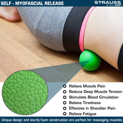 Strauss Yoga Massage Ball | Deep Tissue Massage, Trigger Point Therapy, Muscle Knots | High-Density Roller & Acupressure Ball for Pain Relief, (Green)