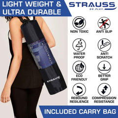Strauss Multi-Purpose Yoga Mat with Carry Bag|Eco-friendly Anti-Slip Exercise & Fitness Yoga Mat for Men & Women|Home Gym Mat for Workout,Yoga,Pilates & Floor Exercises|Sizes: 4mm/6mm/8mm,(Purple)