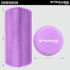Strauss Yoga Foam Roller | Deep Tissue Massage Roller for Knee Exercise, Muscles Recovery & Physiotherapy | Home Gym Fitness Equipment for Full Body Relaxation and Flexibility | 30cm,(Purple)