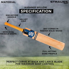 Strauss Cricket Bat | Edition: Bahubali | Kashmir Willow | Full Size | Double Blade | Tennis Cricket Bat