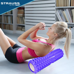 Strauss Grid Foam Roller | Eco-Friendly Spikes Foam Roller | Premium Eva Foam | Light Weight & Travel-Friendly Foam Roller for Relieve Muscle Tightness, Soreness & Inflammation,33 CM (Purple)