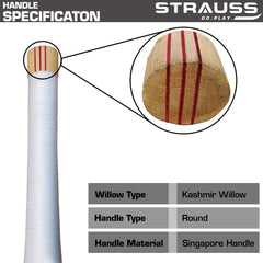 Strauss Knockout Scoop Tennis Cricket Bat,Full Duco,Blue, (Singapur Handle)