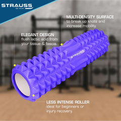 Strauss Grid Foam Roller | Eco-Friendly Spikes Foam Roller | Premium Eva Foam | Light Weight & Travel-Friendly Foam Roller for Relieve Muscle Tightness, Soreness & Inflammation,45 CM (Purple)