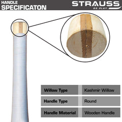 Strauss Supreme Scoop Tennis Cricket Bat,Full Duco,Red, (Wooden Handle)