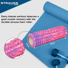 Strauss Grid Foam Roller | Eco-Friendly Spikes Foam Roller | Premium Eva Foam | Light Weight & Travel-Friendly Foam Roller for Relieve Muscle Tightness, Soreness & Inflammation ,33 CM (Multicolor Purple)