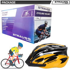 Strauss Adjustable Cycling Helmet with Detachable Visor | Light Weight with Superior Ventilation | Mountain, Road Bike & Skating Helmet With Premium EPS Foam Lining & ABS Shell | Ideal for Adults and Kids, (Black/Yellow))