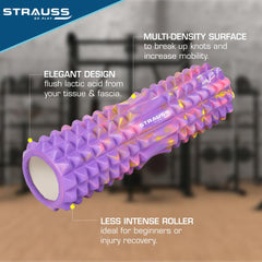 Strauss Grid Foam Roller | Eco-Friendly Spikes Foam Roller | Premium Eva Foam | Light Weight & Travel-Friendly Foam Roller for Relieve Muscle Tightness, Soreness & Inflammation ,45 CM (Multicolor Purple)
