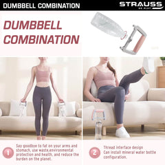 Strauss Multi-Purpose Ab Roller with Push Up Bar & Resistance Tube | Abdominal Exercise Machine and Plank Roller | All In One Abdominal Wheel for Core Training, Push-Ups, Pull-Ups, Squats, Glutes & Core Workout, (Pink)