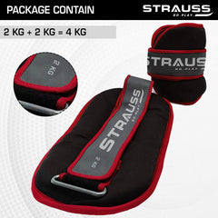Strauss Ankle Weight- 2 Kg- Red Pair (Round Belt)