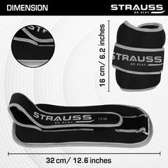 Strauss Round Shape Adjustable Ankle Weight/Wrist Weights 1.5 KG X 2 | Ideal for Walking, Running, Jogging, Cycling, Gym, Workout & Strength Training | Easy to Use on Ankle, Wrist, Leg, (Grey)