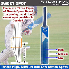 Strauss Cricket Bat | Edition: PW-200 | Popular Willow | Size: 5 | Color: Dark Blue | Tennis Cricket Bat | for Boys