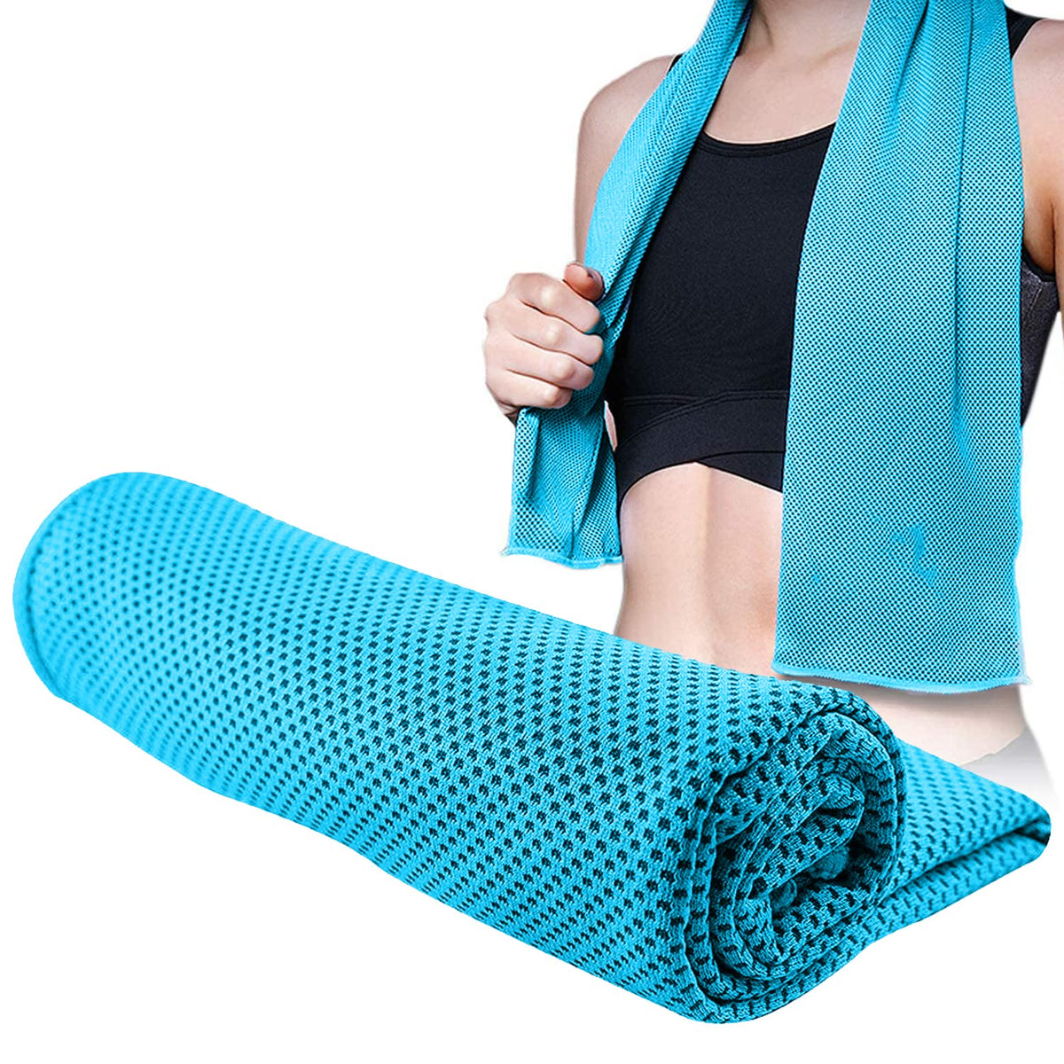 STRAUSS Anti-Microbial Sports Cooling Towel, 80 cm, (Sky Blue)