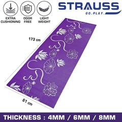 Strauss Yoga Mat Floral, 4 mm (Purple)