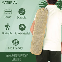 STRAUSS Jute Yoga Mat Bag with Shoulder Strap, (Cream)