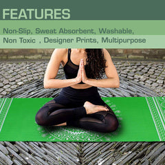 Strauss Meditation Designer Yoga Mat 5 mm (Green), Yoga Block (Green) Pair and Yoga Belt (Blue)